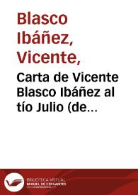 Carta de Vicente Blasco Ibáñez al tío Julio (de María). París, 30 de octubre de 1890