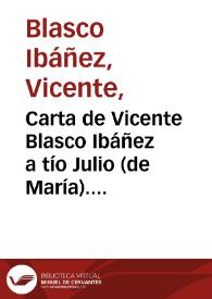 Carta de Vicente Blasco Ibáñez a tío Julio (de María). París, 30 de octubre de 1890 [Transcripción]