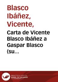 Carta de Vicente Blasco Ibáñez a Gaspar Blasco (su padre). Sabadell, 21 de abril de 1894