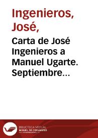 Carta de José Ingenieros a Manuel Ugarte. Septiembre de 1904