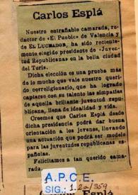 Carlos Esplá. Presidente Juventud Republicana.