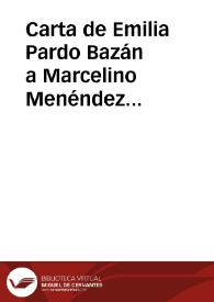 Carta de Emilia Pardo Bazán a Marcelino Menéndez Pelayo. La Coruña, 10 de noviembre de 1879