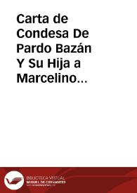 Carta de la Condesa de Pardo Bazán y su hija a Marcelino Menéndez Pelayo