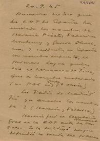 Anotaciones de Carlos Esplá sobre la CNT. 20 de septiembre de 1945