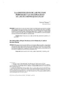 La admisibilidad de las pruebas periciales y la racionalidd de las decisiones judiciales