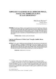 Impulsos y razones en el derecho penal. Hacia una teoría dualista de las emociones