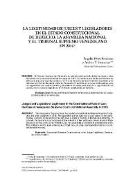 La legitimidad de jueces y legisladores en el Estado constitucional de derecho: la Asamblea Nacional y el Tribunal Supremo venezolano en 2016