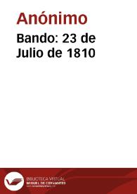 Bando: 23 de Julio de 1810