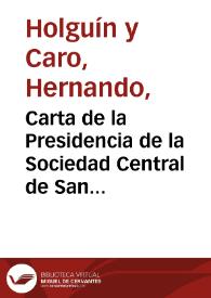 Carta de la Presidencia de la Sociedad Central de San Vicente de Paul a Laureano García