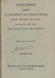 Lecciones sobre la retórica y las bellas letras. Tomo III