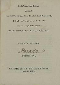 Lecciones sobre la retórica y las bellas letras. Tomo IV