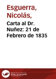 Carta al Dr. Nuñez: 21 de Febrero de 1835