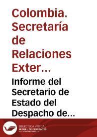 Informe del Secretario de Estado del Despacho de Relaciones Esteriores de la Nueva Granada al Congreso Constitucional de 1853