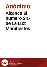 Alcance al numero 247 de La Luz: Manifiestos