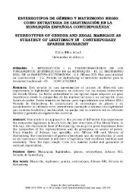 Estereotipos de género y matrimonio regio como estrategia de legitimación en la monarquía española contemporánea