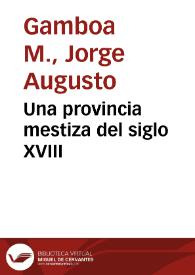 Una provincia mestiza del siglo XVIII