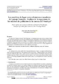 Los nombres de lugar como elementos evocadores del paisaje histórico. Análisis de la toponimia de los núcleos de población de la cuenca del Vinalopó