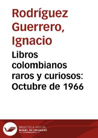 Libros colombianos raros y curiosos: Octubre de 1966