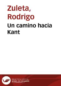 Un camino hacia Kant