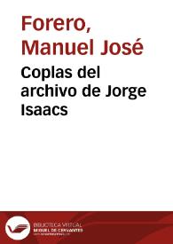 Coplas del archivo de Jorge Isaacs