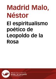 El espiritualismo poético de Leopoldo de la Rosa