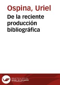 De la reciente producción bibliográfica