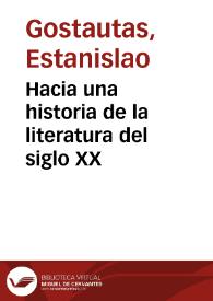 Hacia una historia de la literatura del siglo XX