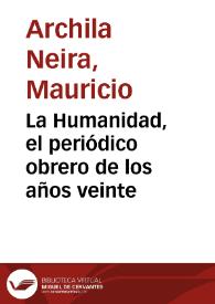 La Humanidad, el periódico obrero de los años veinte