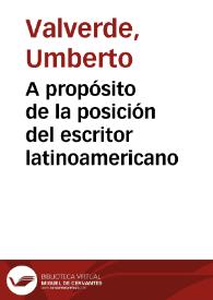 A propósito de la posición del escritor latinoamericano