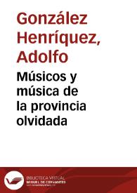 Músicos y música de la provincia olvidada