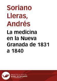 La medicina en la Nueva Granada de 1831 a 1840