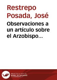 Observaciones a un artículo sobre el Arzobispo Domínguez