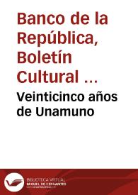 Veinticinco años de Unamuno