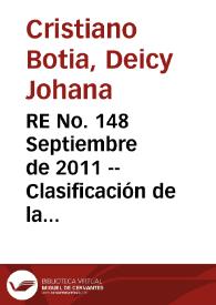 RE No. 148 Septiembre  de 2011 -- Clasificación de la economía colombiana entre actividades transables y no transables