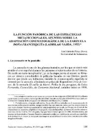 La función paródica de las estrategias metaficcionales. Apuntes sobre la adaptación cinematográfica de la zarzuela 