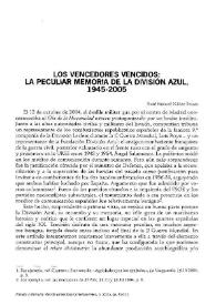 Los vencedores vencidos: la peculiar memoria de la División Azul, 1945-2005