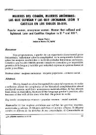 Mujeres del común, mujeres anónimas: las que sufrían y las que luchaban. León y Castilla en los siglos XI-XIII