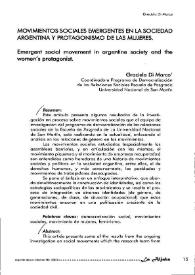 Movimientos sociales emergentes en la sociedad argentina y protagonismo de las mujeres