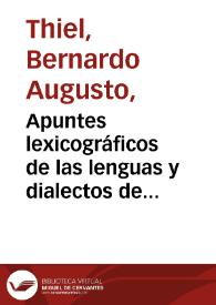 Apuntes lexicográficos de las lenguas y dialectos de los indios de Costa-Rica