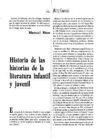 Historia de las historias de la literatura infantil y juvenil