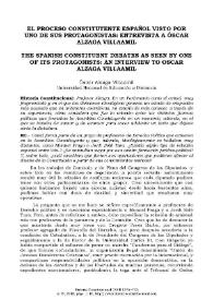 El proceso constituyente español visto por uno de sus protagonistas: entrevista a Óscar Alzaga Villaamil
