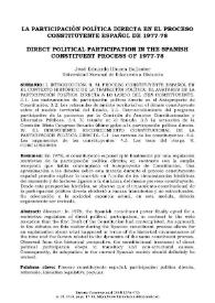 La participación política directa en el proceso constituyente español de 1977-78 