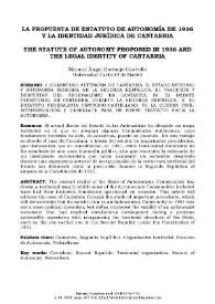 La propuesta de Estatuto de Autonomía de 1936 y la identidad jurídica de Cantabria 