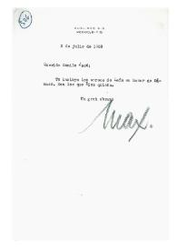 Carta de Max Aub a Camilo José Cela. México, 5 de julio de 1958