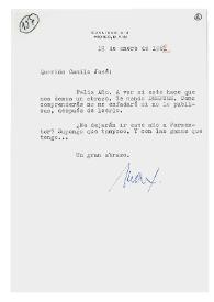 Carta de Max Aub a Camilo José Cela. México, 19 de enero de 1962