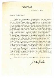 Carta de Max Aub a Camilo José Cela. México, 31 de marzo de 1970