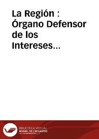 La Región : Órgano Defensor de los Intereses Materiales y Políticos de la Comarca de la Marina

