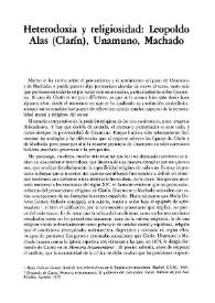 Heterodoxia y religiosidad: (Alas) Clarín, Unamuno,  Machado