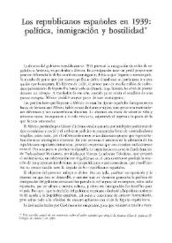 Los republicanos españoles en 1939: política, inmigración y hostilidad