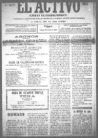 El Activo : Periódico Político Independiente y Defensor de los Intereses Morales, Materiales y Agrícolas de este Distrito Electoral. Núm. 27, 26 de noviembre de 1899